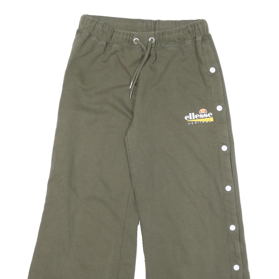 ELLESSE Womens Joggers Green Slim Wide-Leg S W27 L26 Heritage Logo Casual