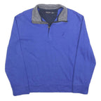 NAUTICA Mens Blue Pullover Sweatshirt M Cotton Blend Zip Collar Casual Wear