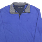 NAUTICA Mens Blue Pullover Sweatshirt M Cotton Blend Zip Collar Casual Wear