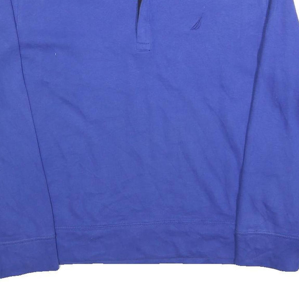 NAUTICA Mens Blue Pullover Sweatshirt M Cotton Blend Zip Collar Casual Wear