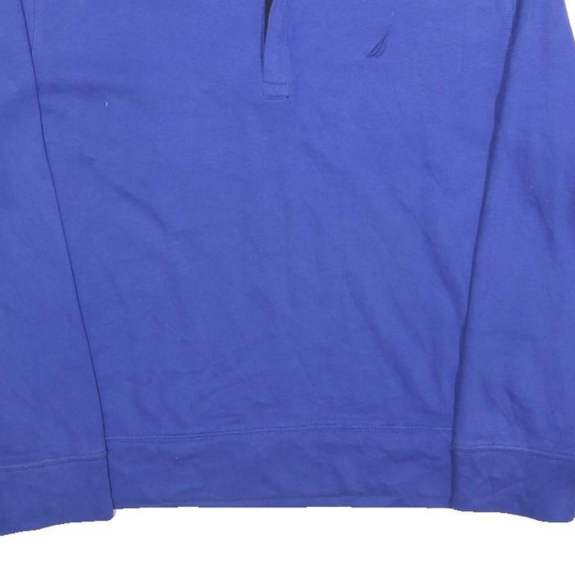 NAUTICA Mens Blue Pullover Sweatshirt M Cotton Blend Zip Collar Casual Wear