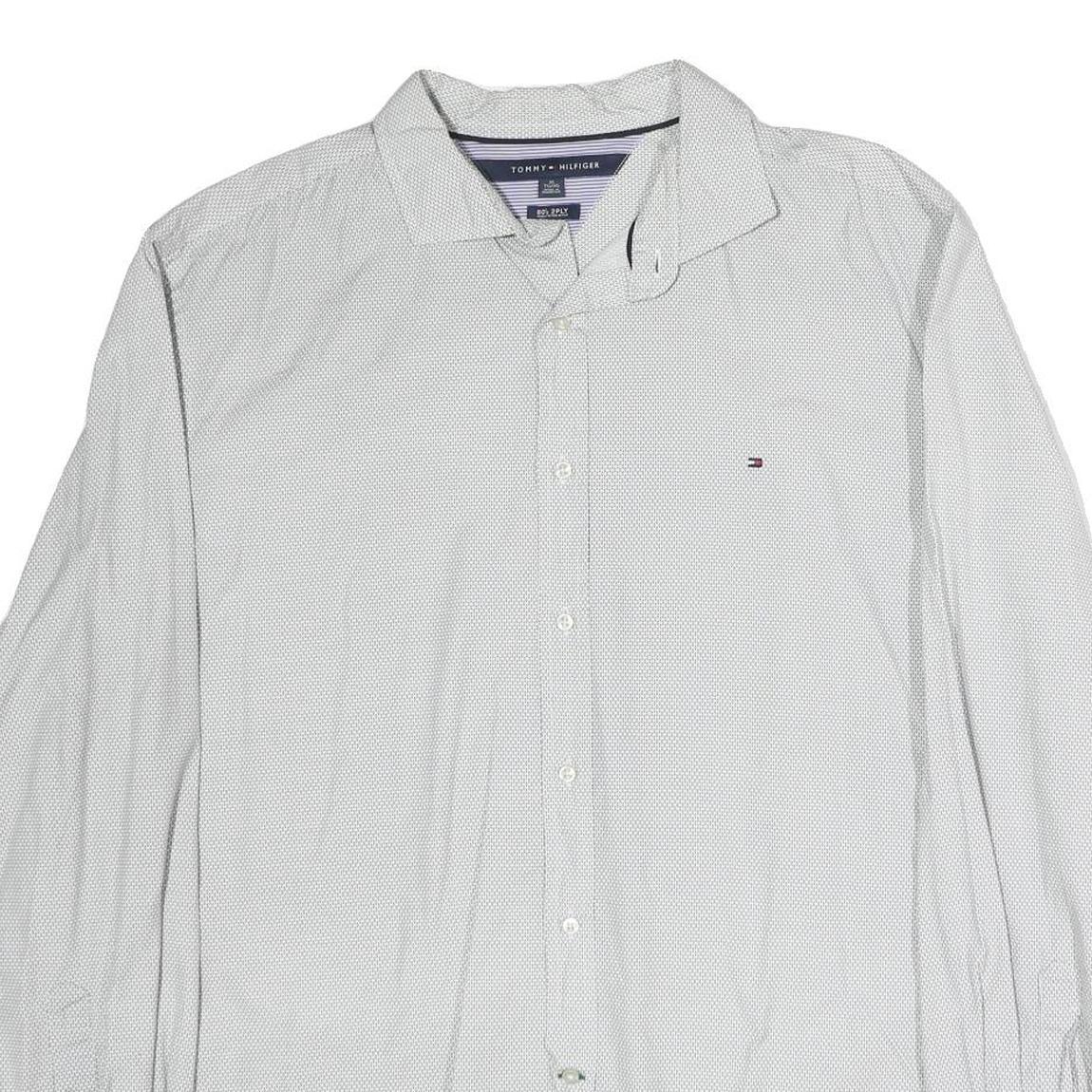 TOMMY HILFIGER Mens White Shirt XL Classic Cotton Long Sleeve Button Formal