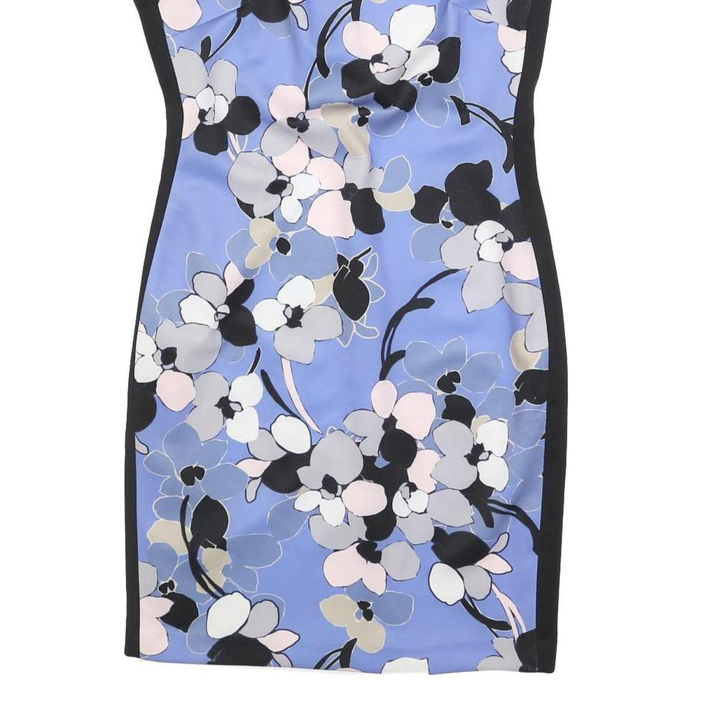 TOMMY HILFIGER Womens Blue Black Floral Bodycon Polyester Blend Sleeveless Midi