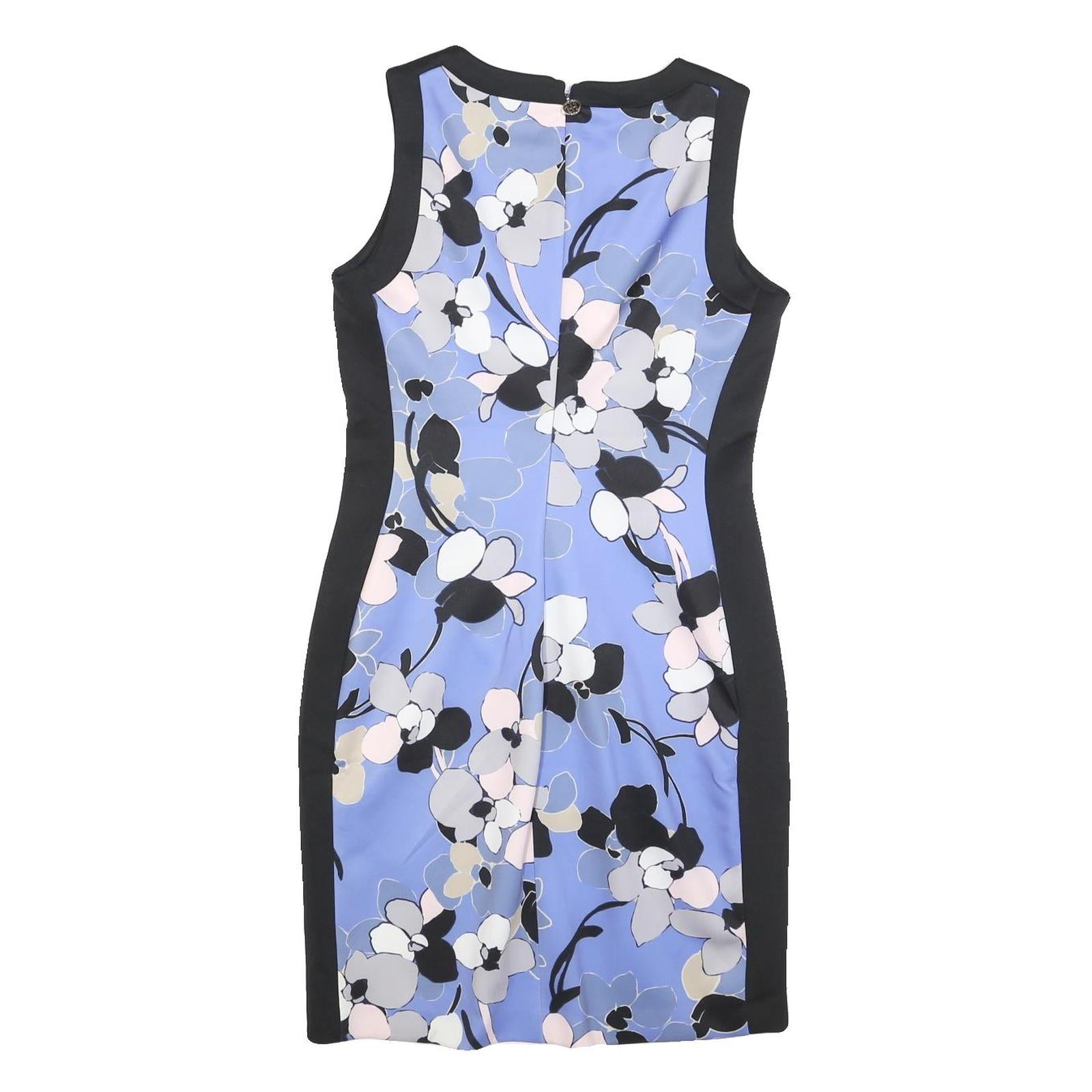TOMMY HILFIGER Womens Blue Black Floral Bodycon Polyester Blend Sleeveless Midi