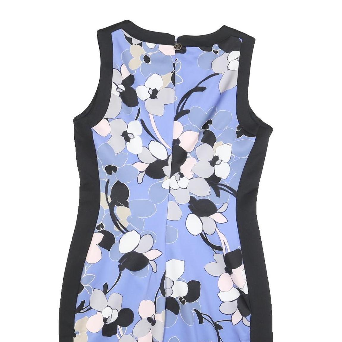 TOMMY HILFIGER Womens Blue Black Floral Bodycon Polyester Blend Sleeveless Midi