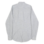 TOMMY HILFIGER Mens Grey & White Stripe Linen Blend Shirt S Classic Summer