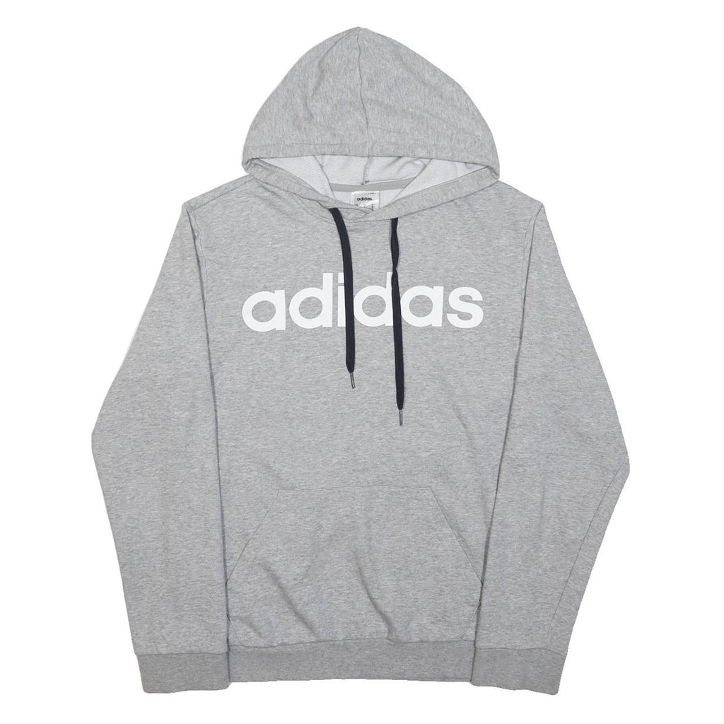 ADIDAS Mens Grey Hoodie S Cotton Blend Pullover Hooded Sweatshirt