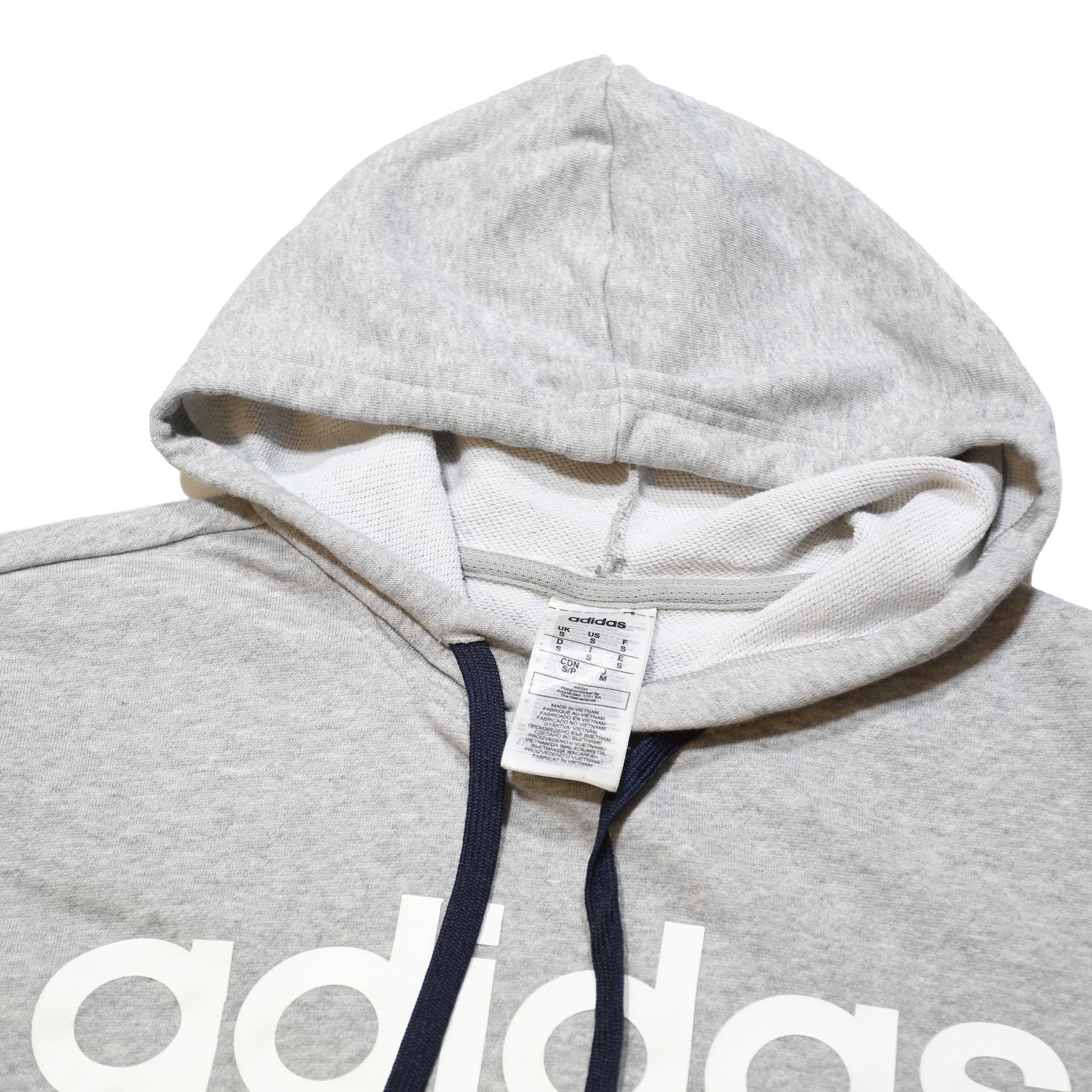 ADIDAS Mens Grey Hoodie S Cotton Blend Pullover Hooded Sweatshirt