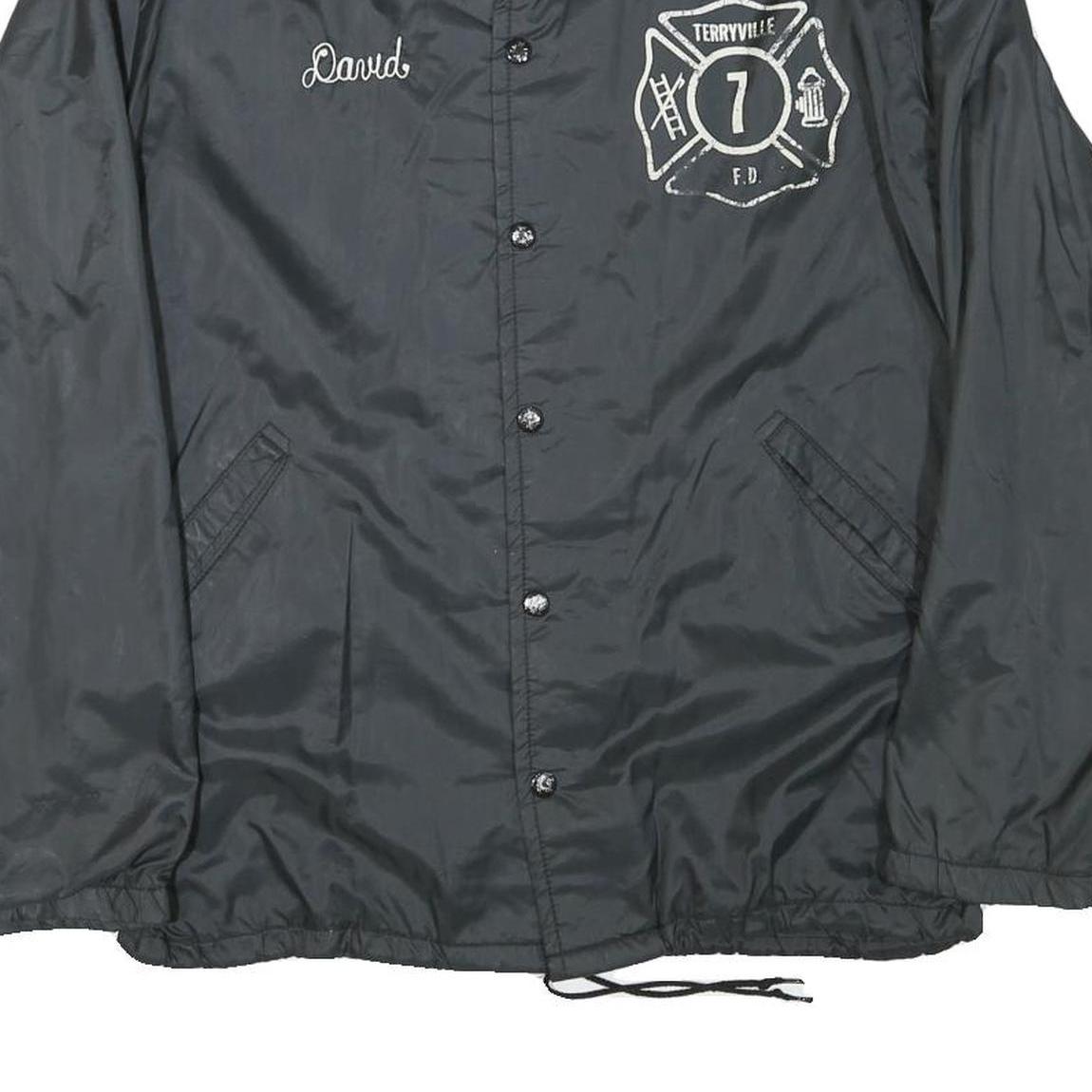 BIRDIE Mens Black Firefighter Button Jacket M Cotton Blend Casual Retro
