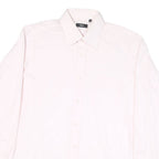 BOSS Mens Pink Plain Formal Shirt L Cotton Blend Button Collar Classic Fit