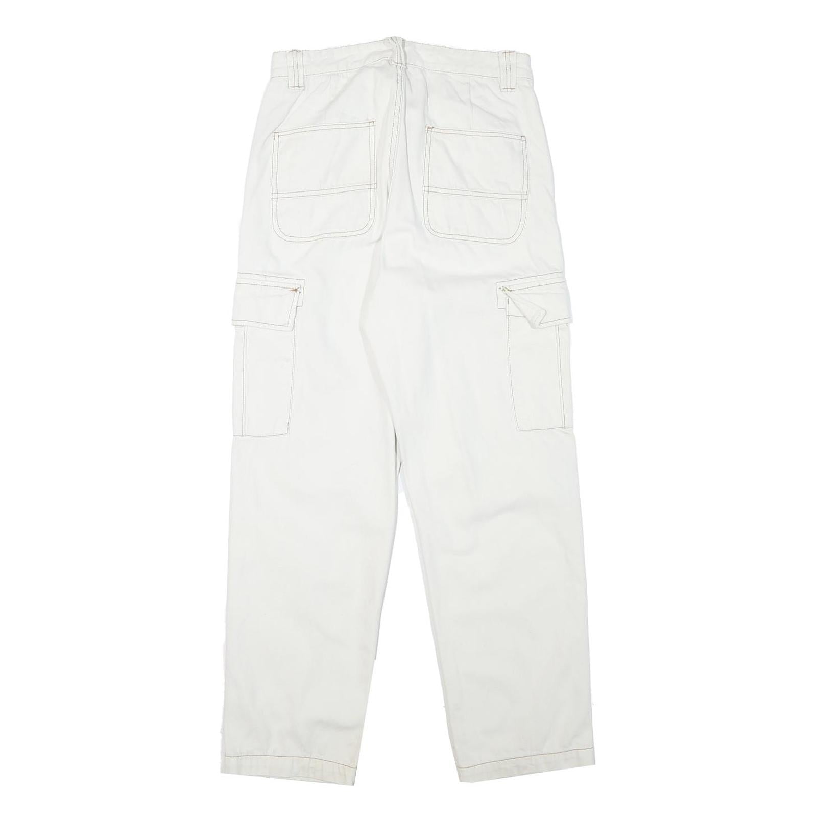 ALCOTT Mens Jeans White Regular Straight Cotton Blend W29 L29 Cargo Pockets