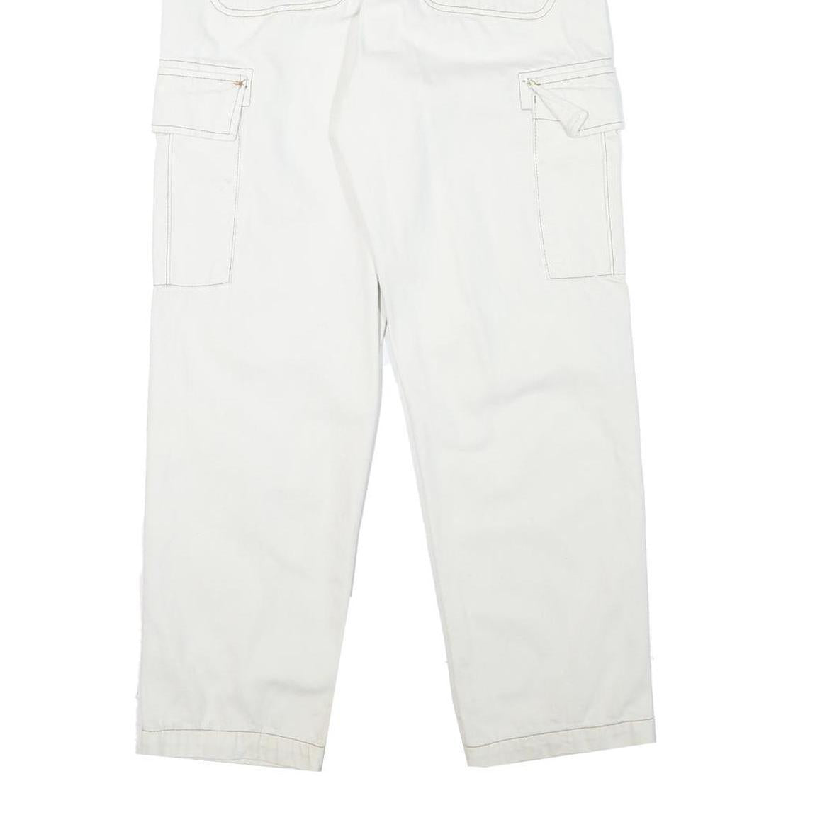ALCOTT Mens Jeans White Regular Straight Cotton Blend W29 L29 Cargo Pockets