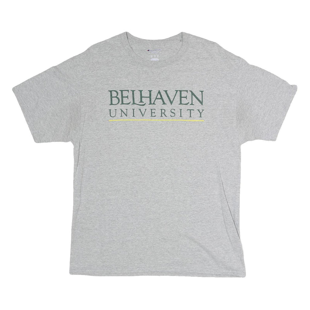 CHAMPION Mens Grey Bellhaven University Graphic T-Shirt L Crew Neck Short Sleeve