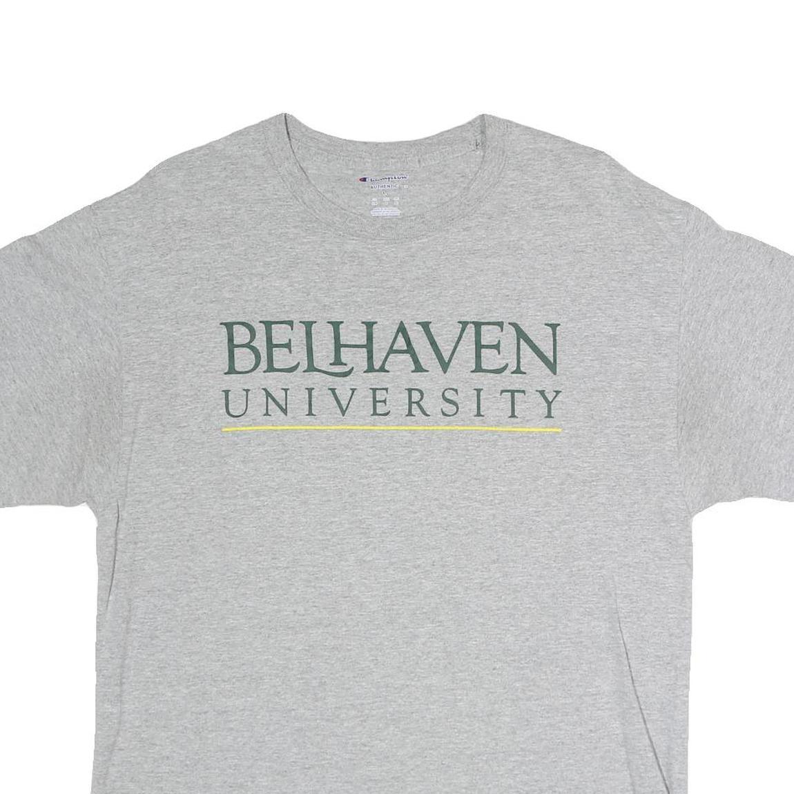 CHAMPION Mens Grey Bellhaven University Graphic T-Shirt L Crew Neck Short Sleeve