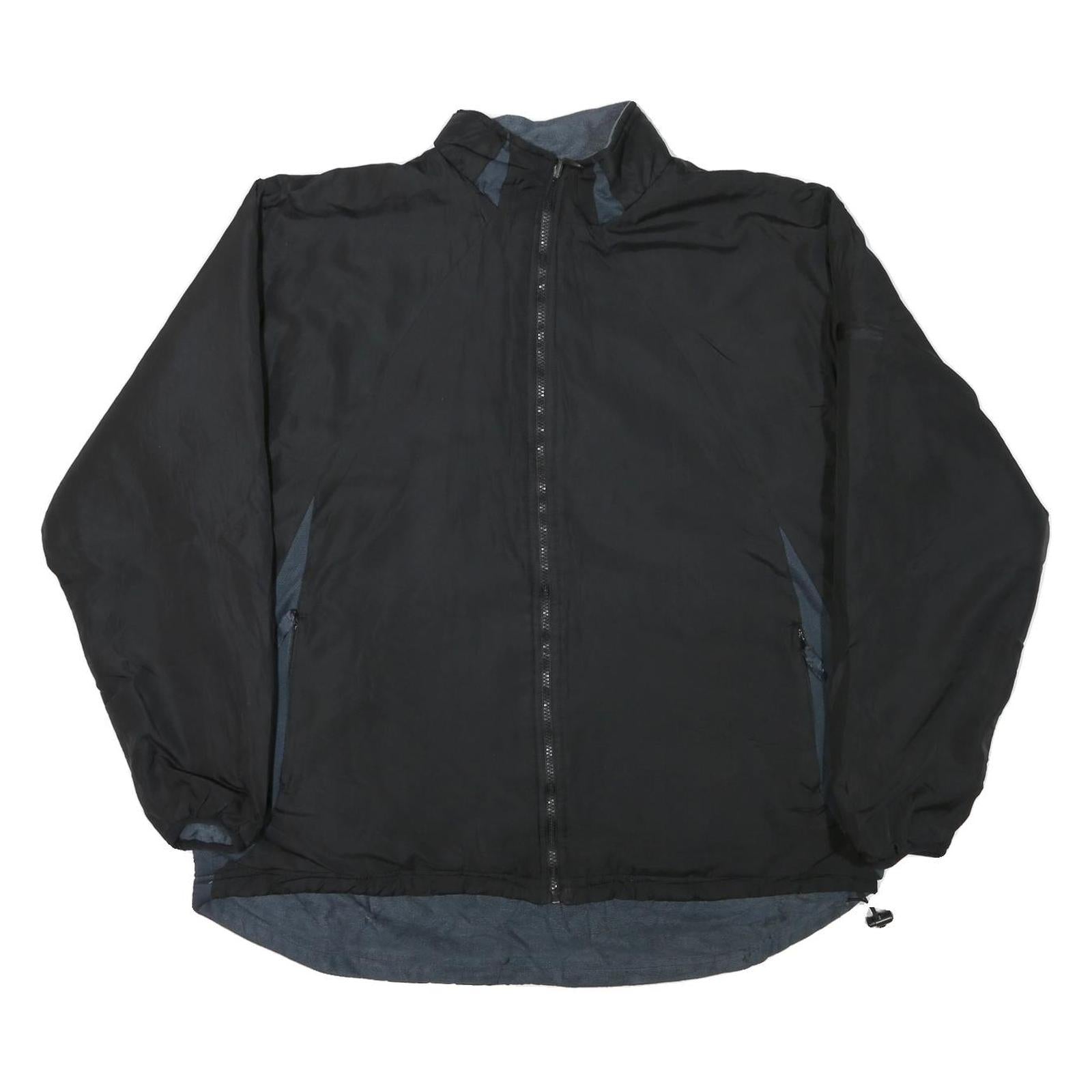 WILSON Mens Black & Grey Zip Jacket XL Polyester Blend Plain Lightweight Casual