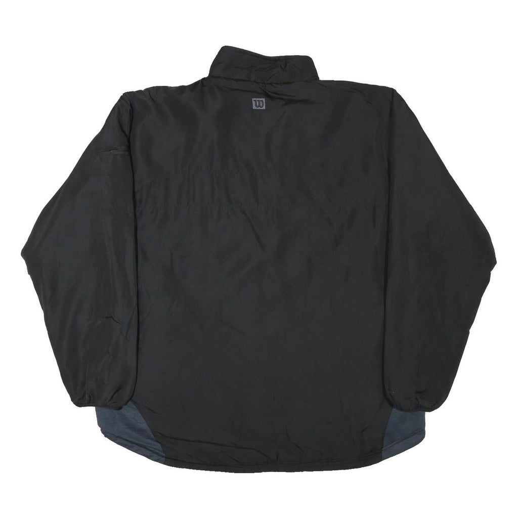 WILSON Mens Black & Grey Zip Jacket XL Polyester Blend Plain Lightweight Casual
