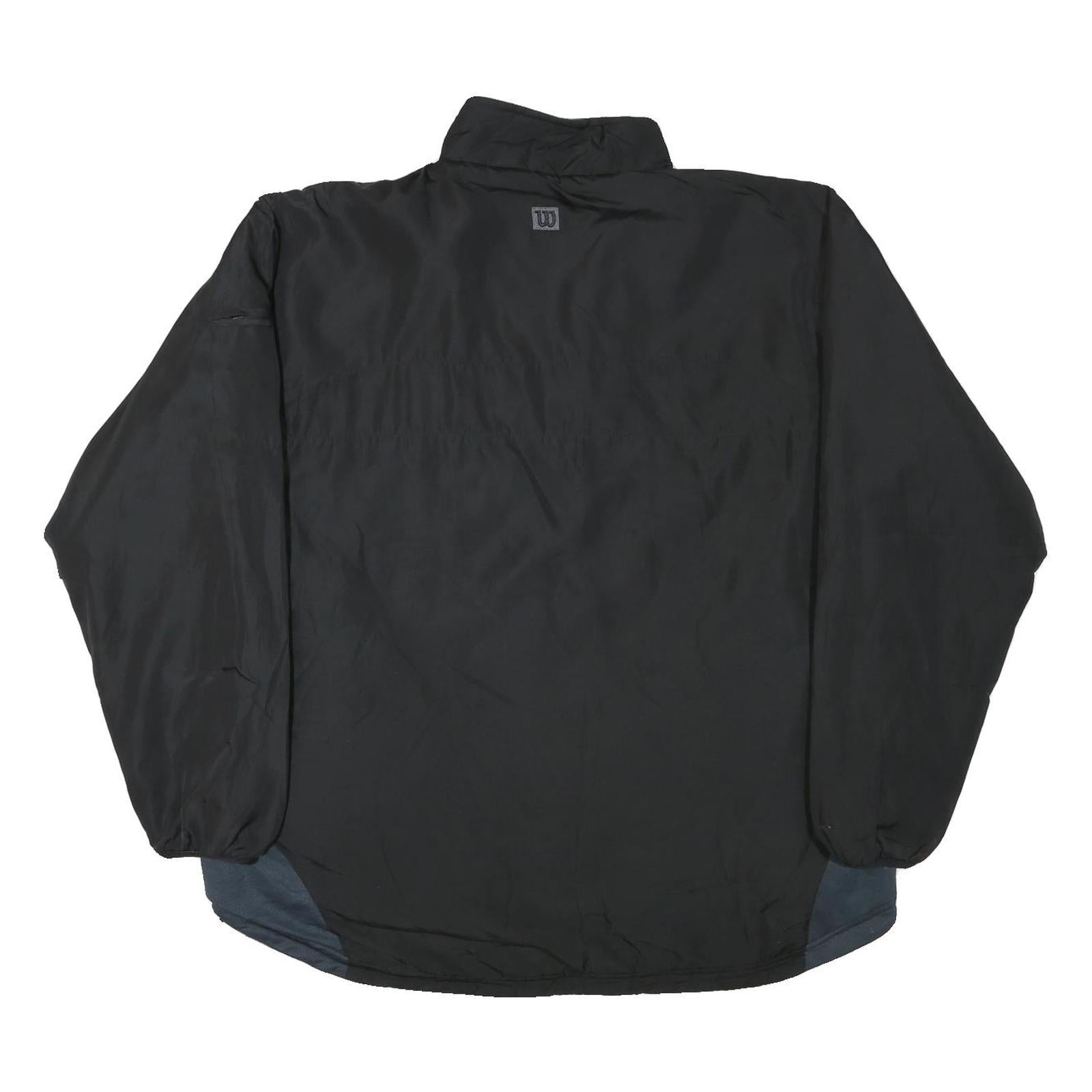 WILSON Mens Black & Grey Zip Jacket XL Polyester Blend Plain Lightweight Casual