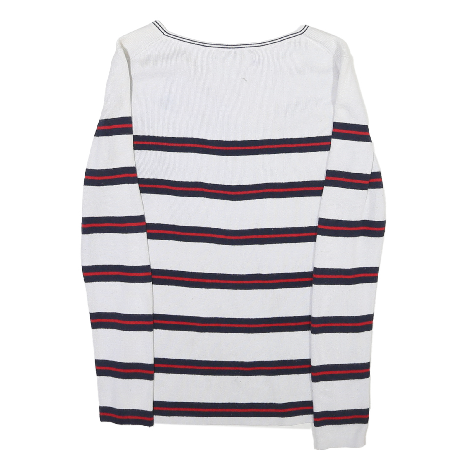 TOMMY HILFIGER Womens White Navy & Red Striped Patterned Crew Neck Basic Knit