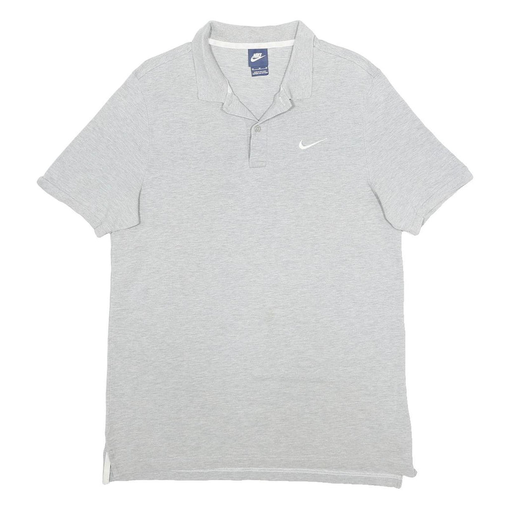 NIKE Mens Grey Short Sleeve Plain Polo Shirt M Cotton Casual Sportswear