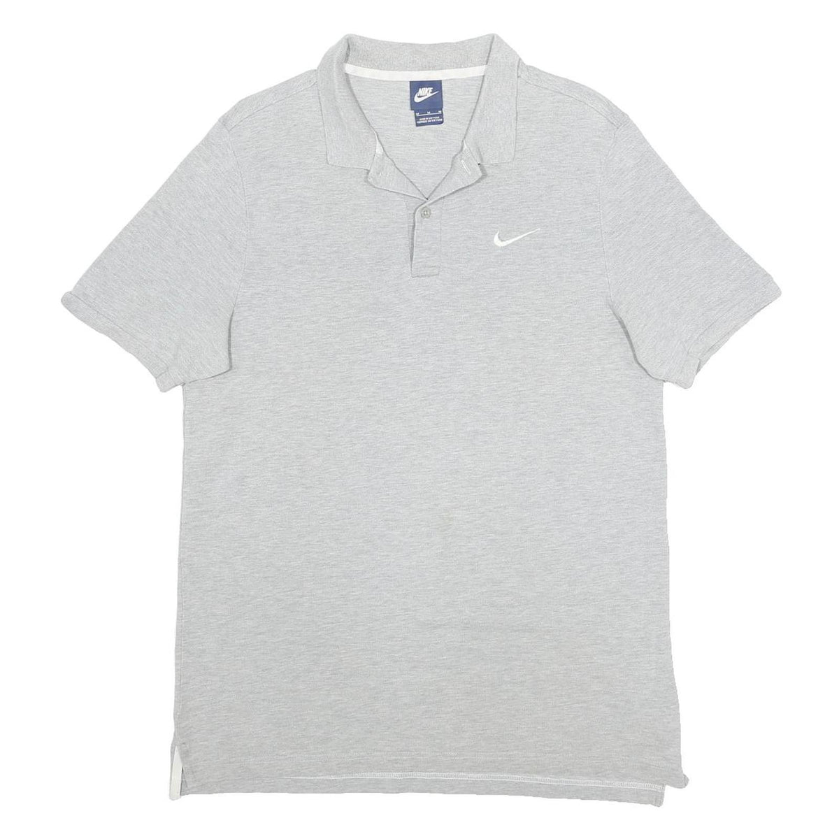 NIKE Mens Grey Short Sleeve Plain Polo Shirt M Cotton Casual Sportswear