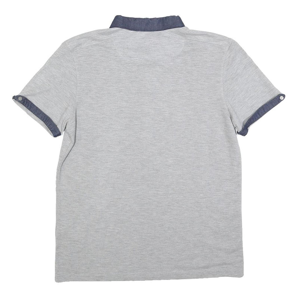 TED BAKER Mens Grey Blue Short Sleeve Plain M Cotton Blend Polo Shirt Casual