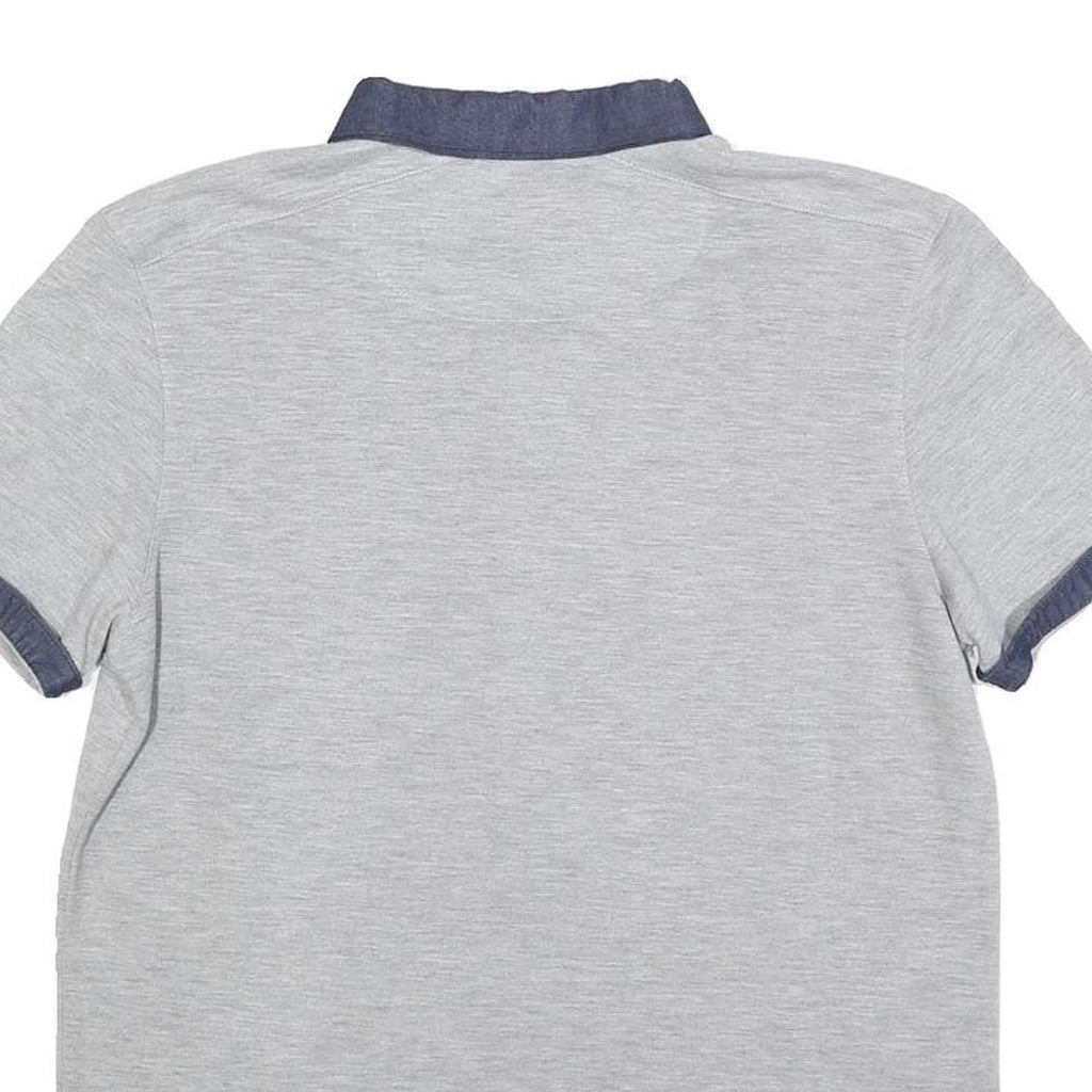 TED BAKER Mens Grey Blue Short Sleeve Plain M Cotton Blend Polo Shirt Casual