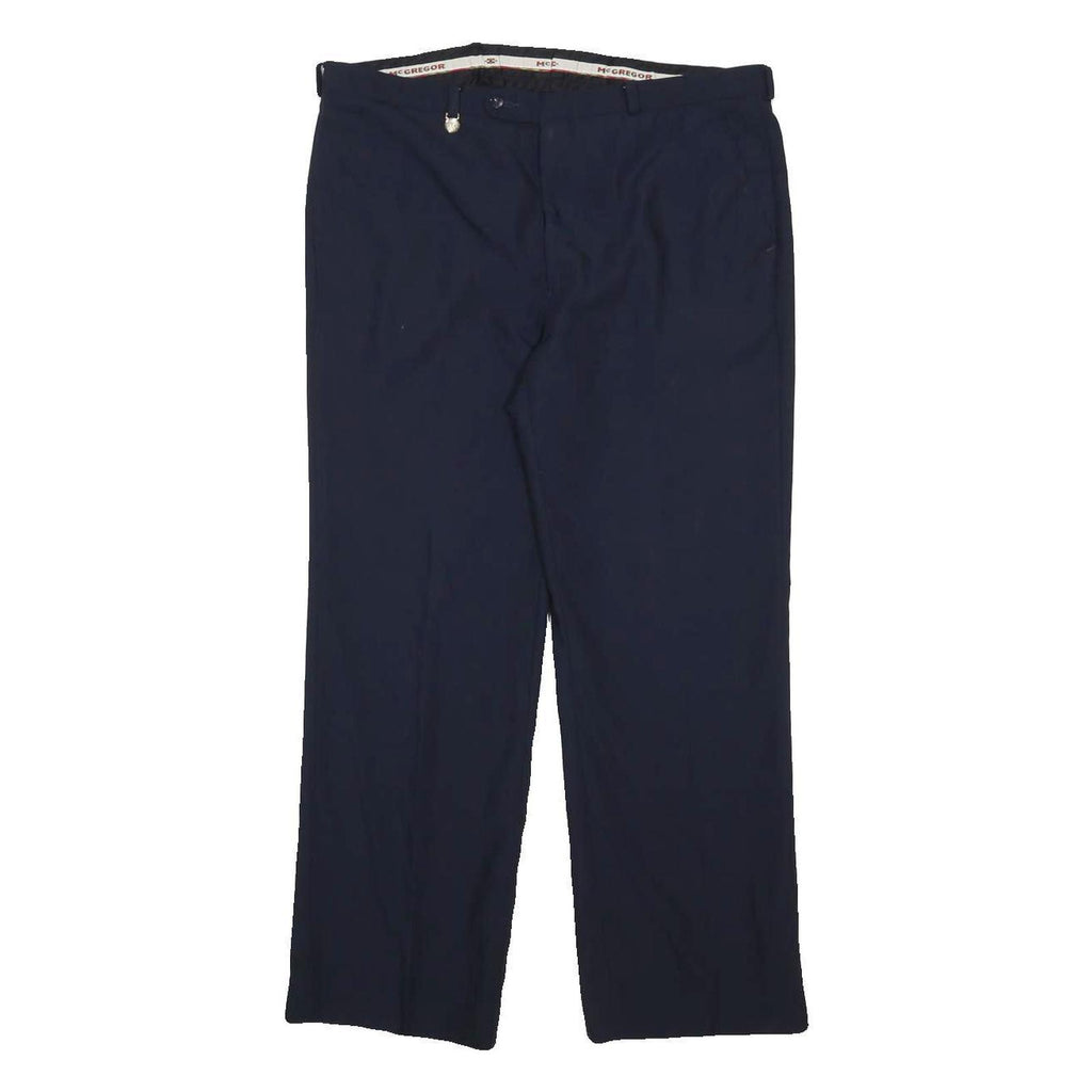 MCGREGOR Mens Navy Blue Regular Fit Straight Trousers W34 L28 Classic Zip