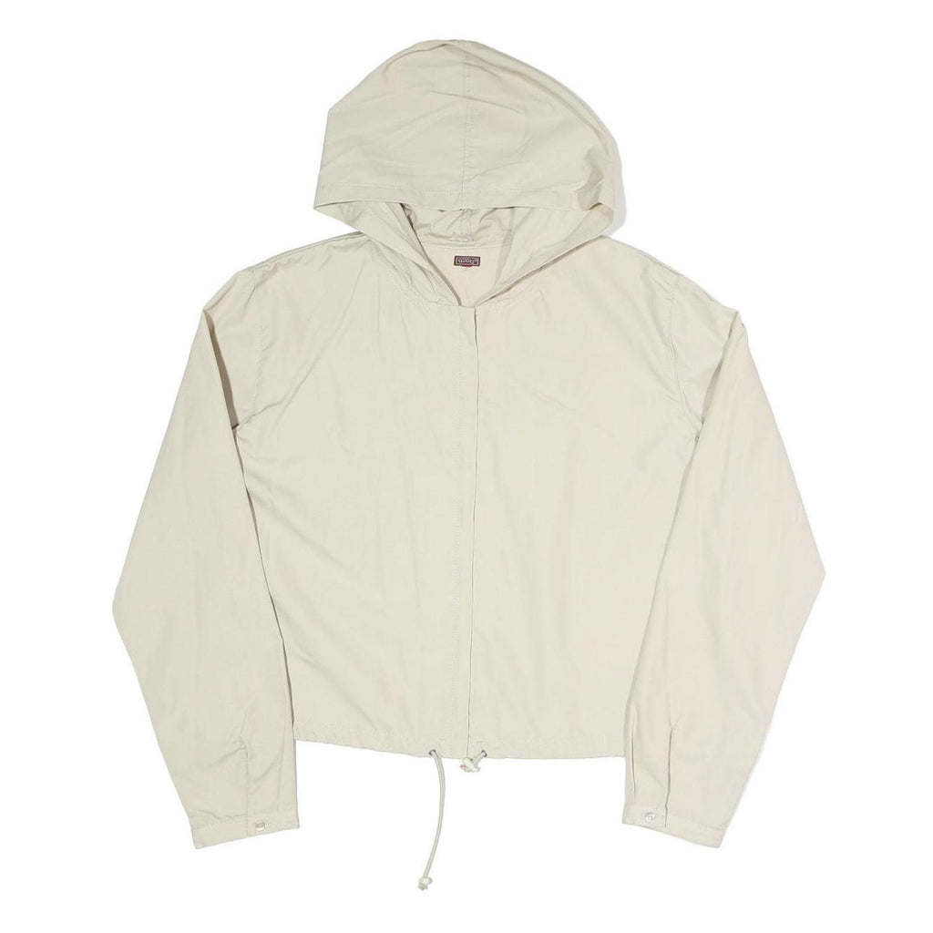 TEDDYS Womens Cream Hooded Zip Jacket L Polyester Plain Lightweight Casual