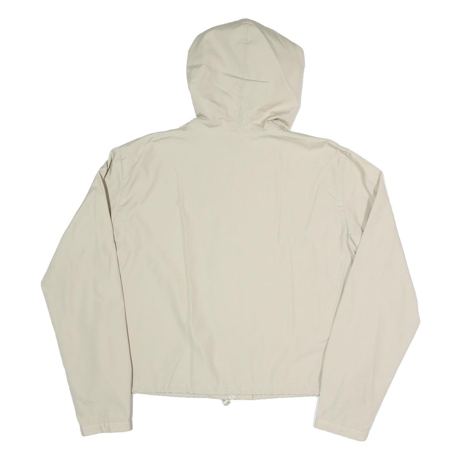 TEDDYS Womens Cream Hooded Zip Jacket L Polyester Plain Lightweight Casual