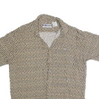 UNTIED Mens Beige & Brown Rayon Shirt L Printed Button Short Sleeve Casual