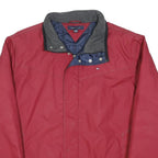 TOMMY HILFIGER Mens Red Zip Jacket XL Polyester Blend Plain Lightweight Casual