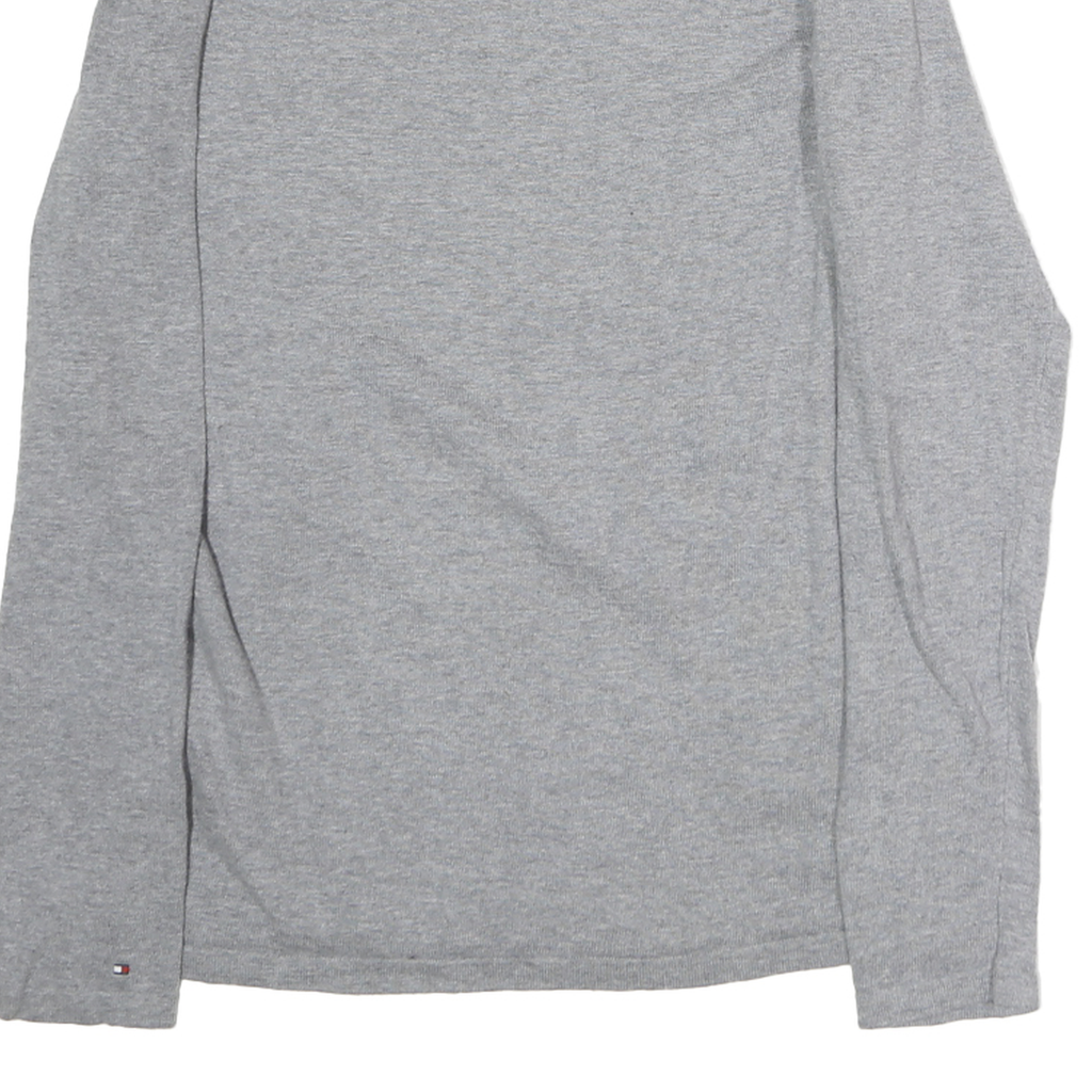 TOMMY HILFIGER Womens Grey & White Patterned Cotton Jumper V-Neck Basic Knit M