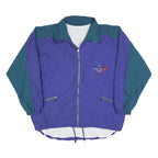LOFFLER Womens Purple & Teal Retro Track Jacket L Polyester Blend Zip Casual