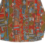 FELICIA Womens Red Brown Blue Printed Shirt Long Sleeve Collared S Vintage Style