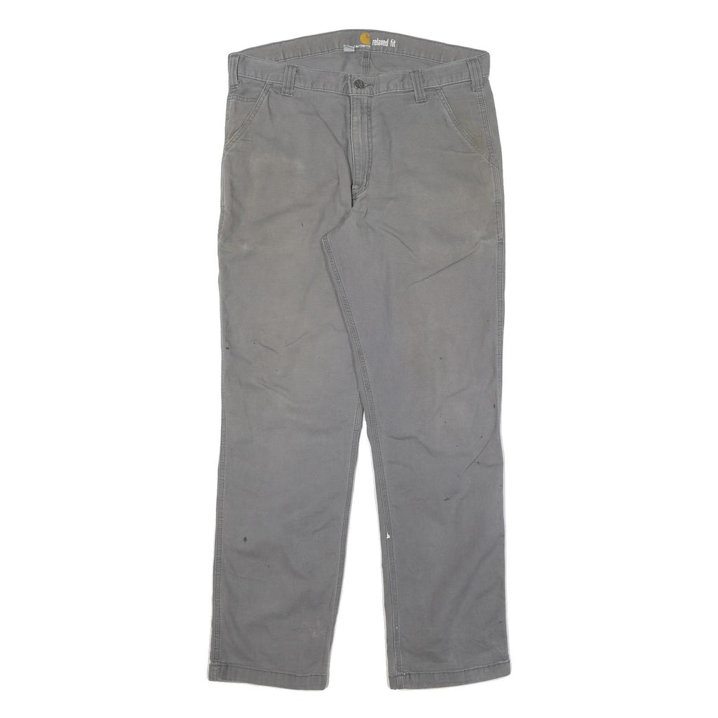CARHARTT Mens Cotton Blend Grey Relaxed Tapered Trousers W36 L33 Workwear