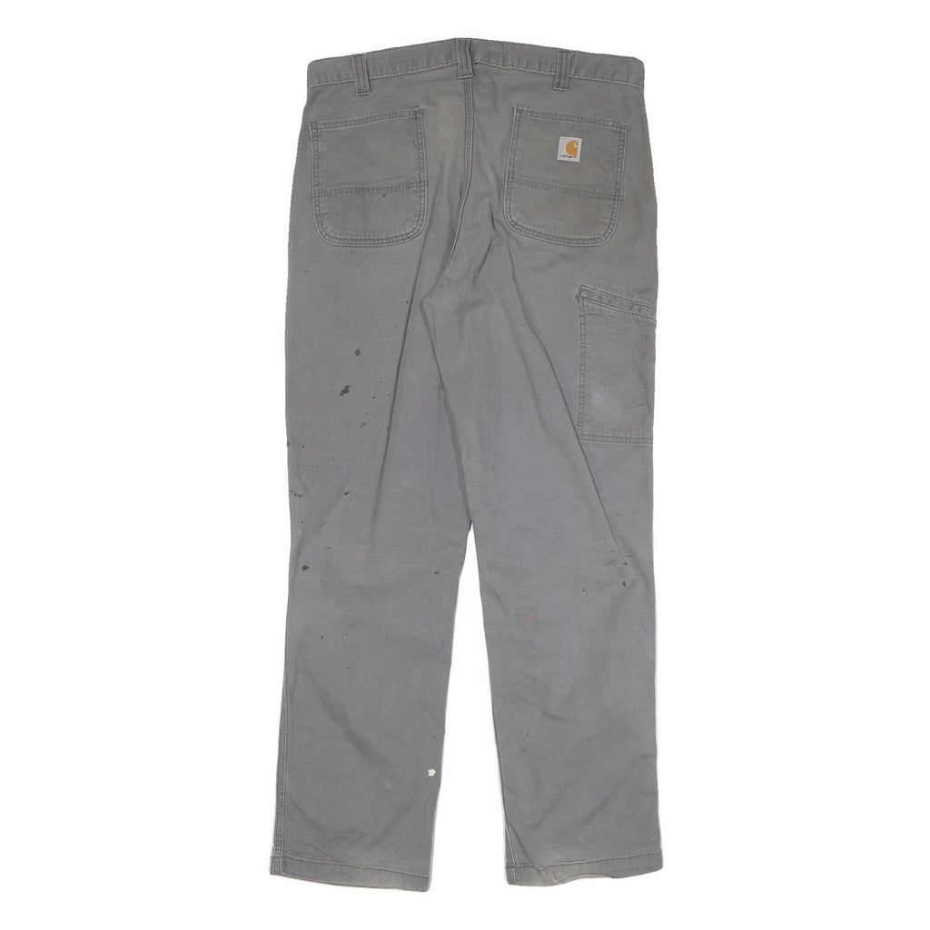 CARHARTT Mens Cotton Blend Grey Relaxed Tapered Trousers W36 L33 Workwear