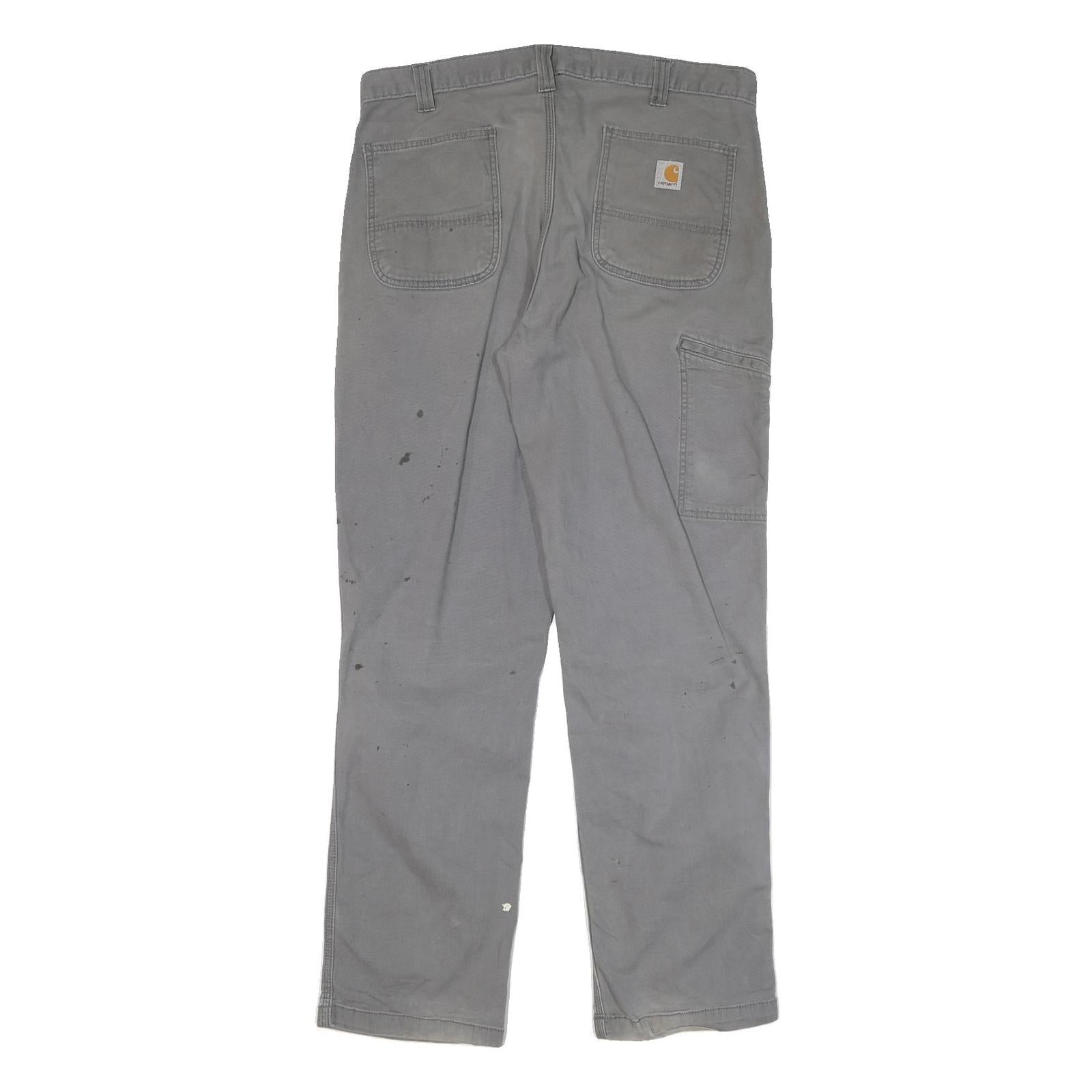 CARHARTT Mens Cotton Blend Grey Relaxed Tapered Trousers W36 L33 Workwear