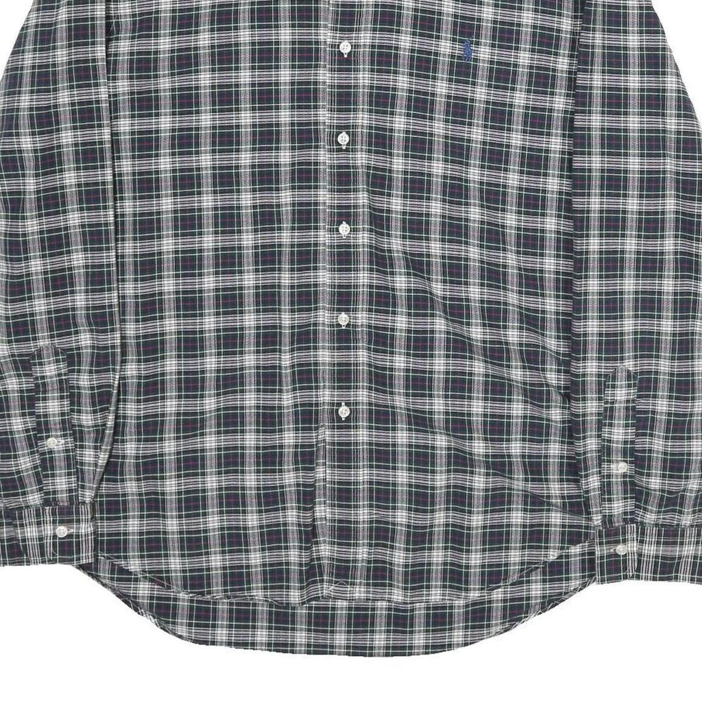RALPH LAUREN Mens Black & Grey Plaid Cotton Shirt XL Classic Button Down