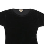CASSINI Womens Black Basic Top Short Sleeve Round Neck S Velvet Effect