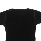 CASSINI Womens Black Basic Top Short Sleeve Round Neck S Velvet Effect