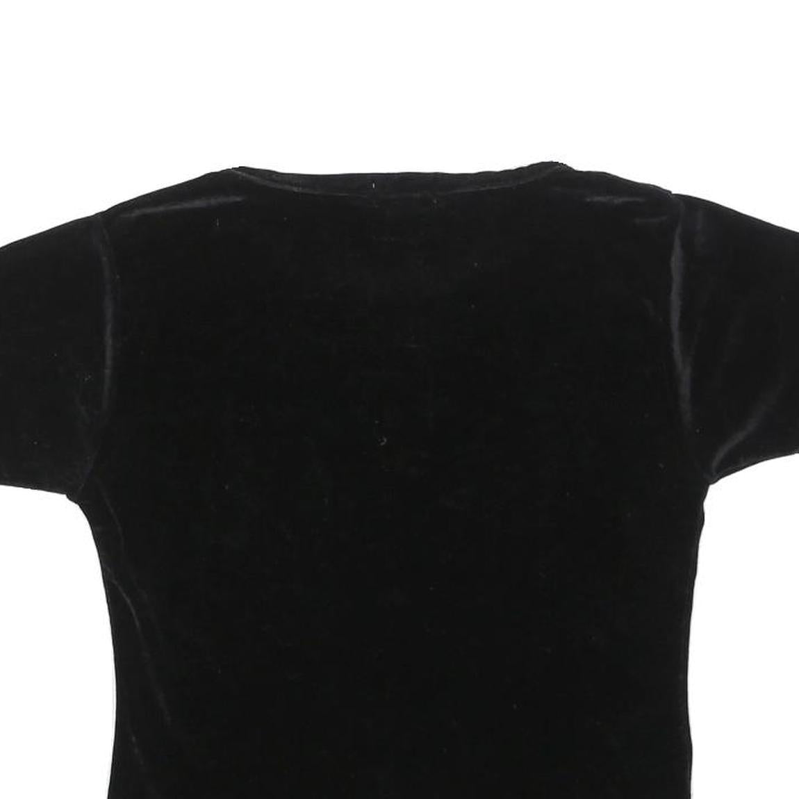 CASSINI Womens Black Basic Top Short Sleeve Round Neck S Velvet Effect