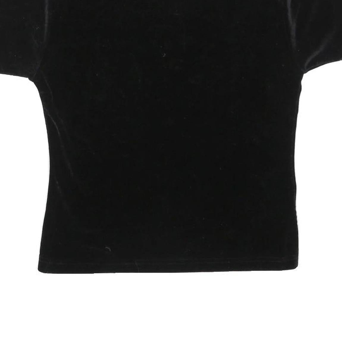 CASSINI Womens Black Basic Top Short Sleeve Round Neck S Velvet Effect