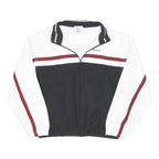 REEBOK Womens Black & White Red Stripe Zip Jacket UK 10 Cotton Blend Casual