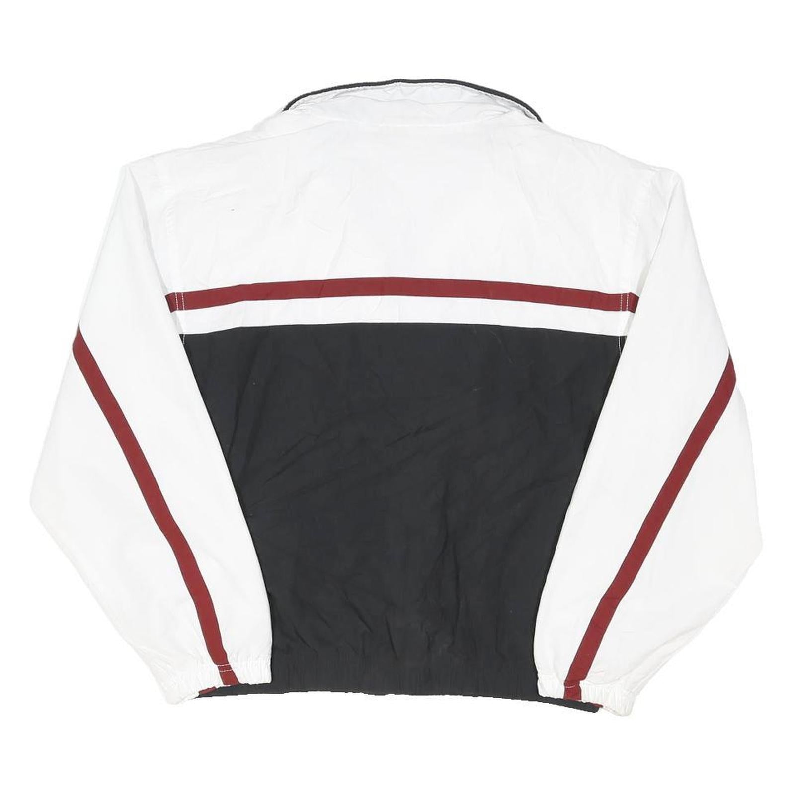 REEBOK Womens Black & White Red Stripe Zip Jacket UK 10 Cotton Blend Casual