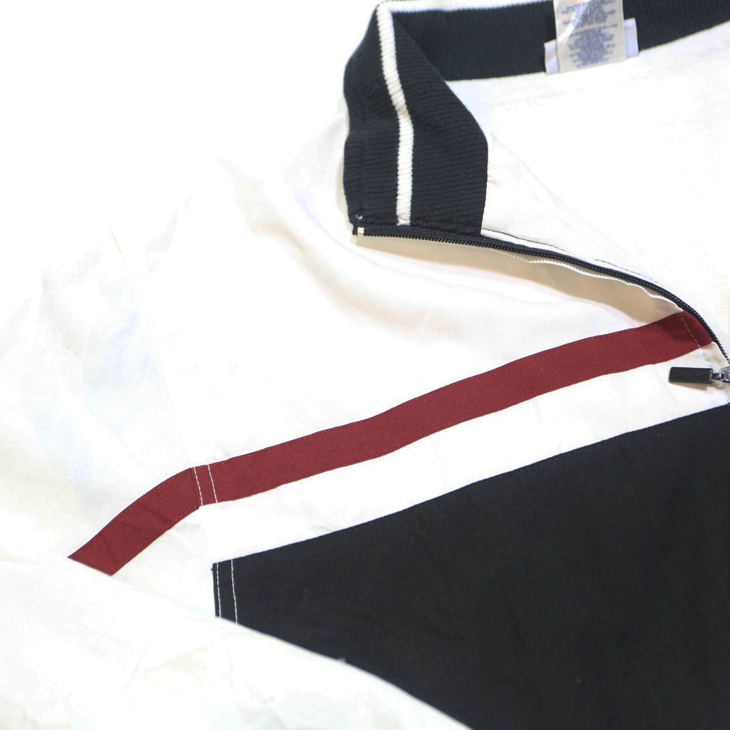 REEBOK Womens Black & White Red Stripe Zip Jacket UK 10 Cotton Blend Casual