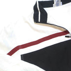 REEBOK Womens Black & White Red Stripe Zip Jacket UK 10 Cotton Blend Casual