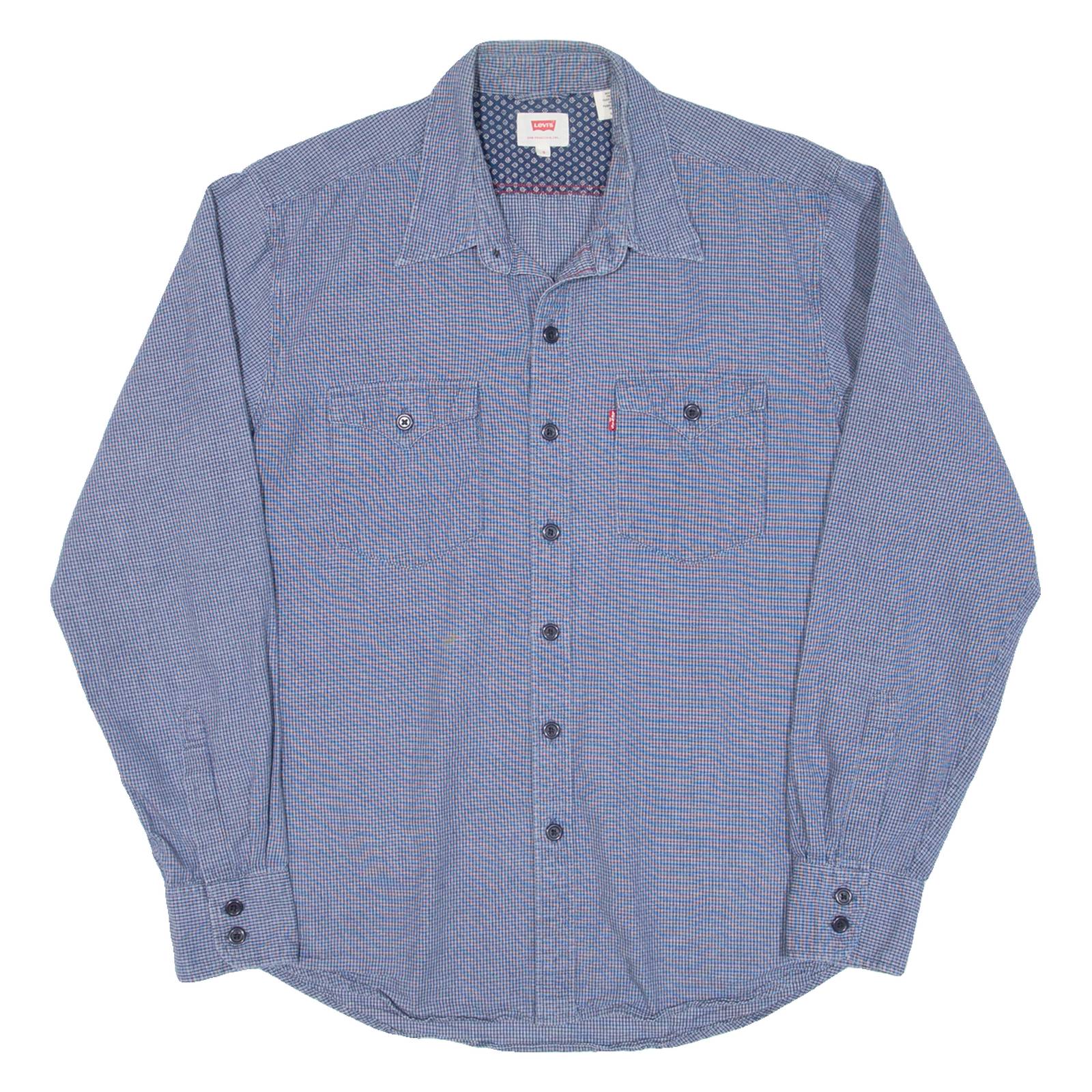 LEVI'S Mens Shirt Blue Check Long Sleeve S