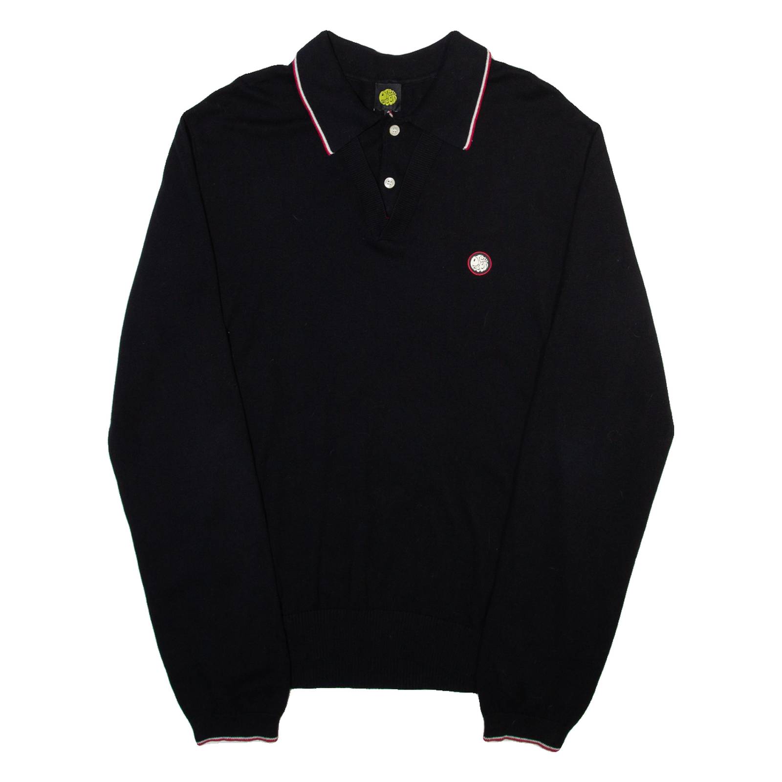 PRETTY GREEN Mens Polo Shirt Black Long Sleeve M