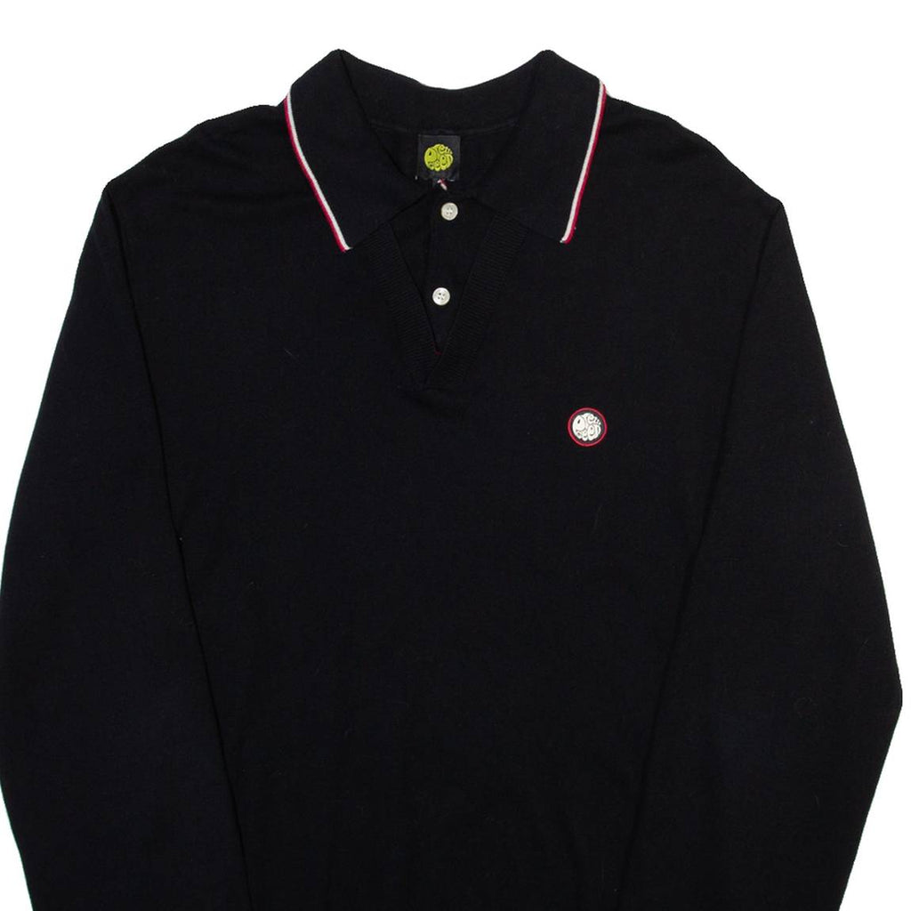 PRETTY GREEN Mens Polo Shirt Black Long Sleeve M