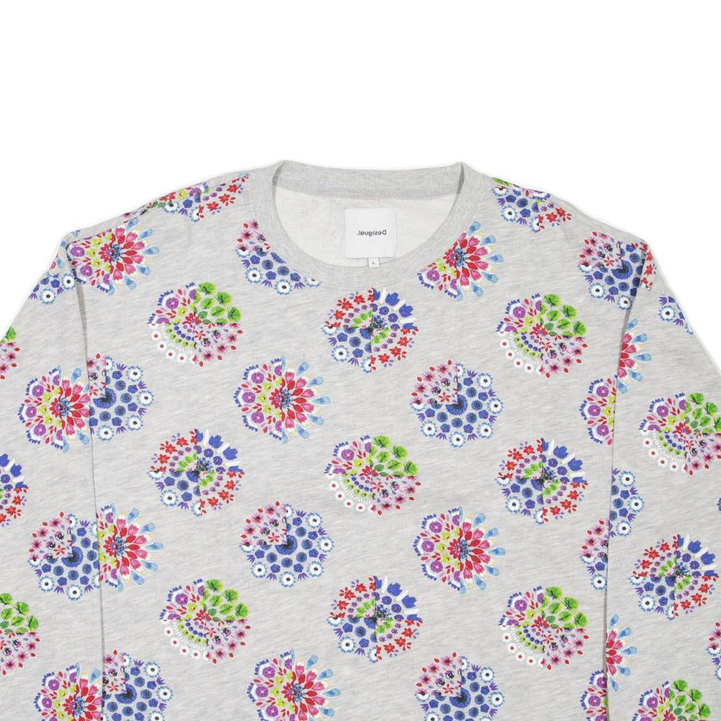 DESIGUAL Womens Patterned Jumper Grey Floral L